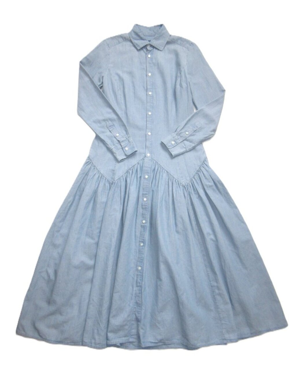 NWT Polo Ralph Lauren Cotton-Linen Chambray Midi in Pacific Blue Shirt Dress 4 - Picture 7 of 14